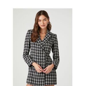 NWT Forever 21 Black White Houndstooth Tweed Mini Dress Size Small